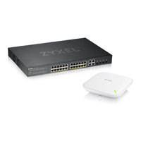 Zyxel 24-Port GS1920-24HPv2 Smart Managed Gigabit PoE Switch w/ FREE Zyxel NWA90AX