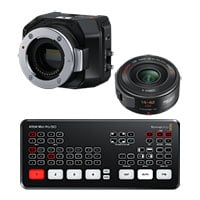 Blackmagic Design Micro Studio Camera 4K G2 Bundle with Lumix G 14-42mm Lens and ATEM Mini Pro ISO