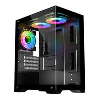 CIT Range Black MicroATX PC Case with 3x Celsius Dual-Ring Fans