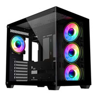 CiT Vision Black Mid Tower Tempered Glass PC Gaming Cube Case