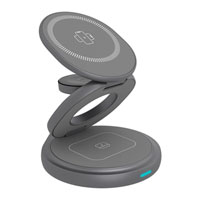 ICY BOX 3-In-1 Magnetic Flexible Charging Stand for Phones, Smartwatches, Earbuds, *No Power Adaptor