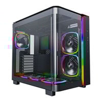 Open Box Montech KING 95 PRO Black Mid Tower Dual Chamber Case with 6 ARGB Fans and 10 Port ARGB Hub