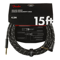 Fender Deluxe Series Instrument Cable, Straight/Angle, Black Tweed (15 ft)
