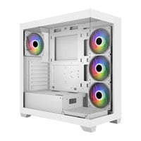 FSP M340 Tempered Glass Mid Tower PC Gaming Case with 4x 120mm ARGB Fans White
