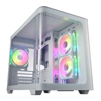 FSP S380 ARGB Dual Chamber MicroATX Tempered Glass PC Gaming Case with 3x 120mm ARGB Fans White