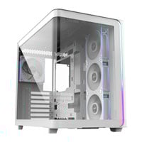 FSP M580PLUS ARGB Dual Chamber Mid Tower Tempered Glass PC Gaming Case with 4x 120mm ARGB Fans White