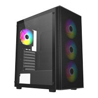 FSP M220 Tempered Glass Mid Tower PC Gaming Case with 4x 120mm ARGB Fans Black