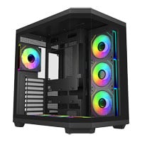 FSP U580 ARGB Dual Chamber Mid Tower Tempered Glass PC Gaming Case with 7x 120mm ARGB Fans Black