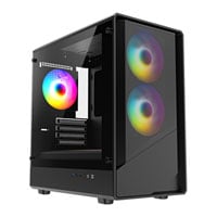 CiT Level 5 Black Micro-ATX Mesh PC Gaming Case with ARGB Fans