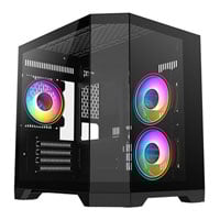 CiT DS240 Black Micro-ATX Tempered Glass PC Gaming Case with 3x Celsius Fans