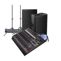 HH 12" Loudspeakers, Q16FX Mixing Desk, Stands and Leads