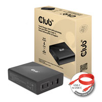 Club 3D 132W GaN Technology 4-Port USB Travel Charger with PD3.0 Support