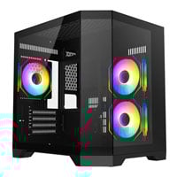 CiT DS240 Black Micro-ATX Tempered Glass PC Gaming Case with 3 x CiT Pro Storm Fans