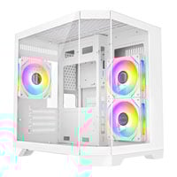 CiT DS240 White Micro-ATX Tempered Glass PC Gaming Case with 3 x CiT Pro Storm Fans