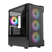 CiT Tornado Mesh Black Micro-ATX Tempered Glass PC Gaming Case with 4x 120mm ARGB Fans