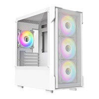 CiT Tornado Mesh White Micro-ATX Tempered Glass PC Gaming Case with 4x 120mm ARGB Fans