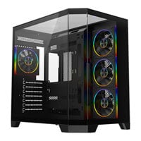 CiT DS360 PRO Black Mid Tower Tempered Glass PC Gaming Case with 4x CiT Saturn Fans