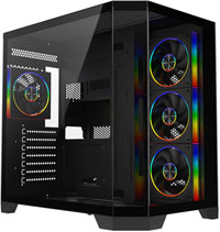 CiT DS360 Black Mid Tower Tempered Glass PC Gaming Case with 4x CiT Saturn Fans