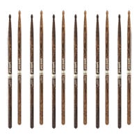 6 x Pairs ProMark Classic Forward 7A FireGrain Hickory Drumstick, Oval Wood Tip