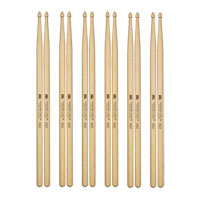 6 x Pairs - Meinl Standard Long 5B American Hickory Drumsticks - SB104