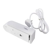 Tower 1.5 Metre Portable 2 Socket Travel Mains Clip-On Extension Lead White Tower 1.5 Metre Portable 2 Socket Travel Mains Clip-On Extension Lead White