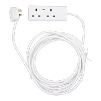 Tower 5 Metre 2 Socket Mains Extension Lead White Tower 5 Metre 2 Socket Mains Extension Lead White