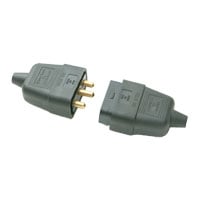 Tower 3 Pin Flex Connector Plug & Socket 10A Grey Tower 3 Pin Flex Connector Plug & Socket 10A Grey