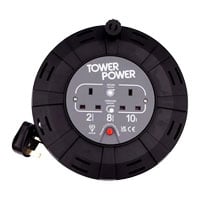 Tower 8 Metre 2 Socket Portable Cable Reel Black