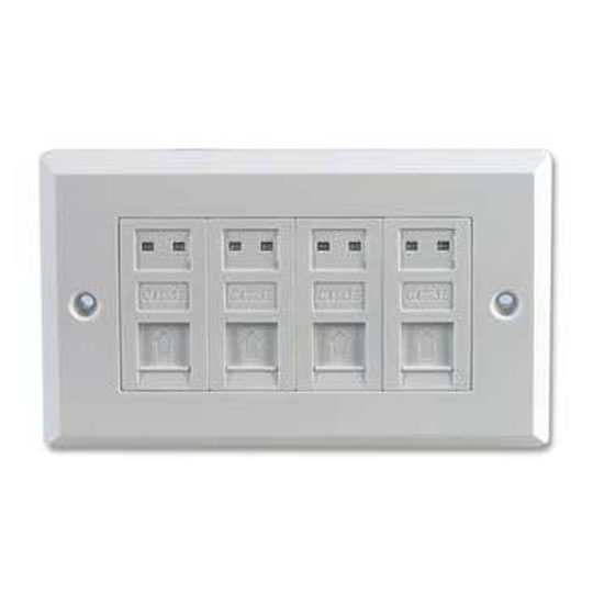 Quad Port RJ45 CAT-5E Faceplate Module Kit (Requires backbox - LN 27413 - for wallmounting*)