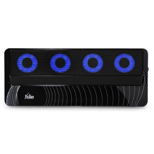 Xclio ONE Compact Notebook Cooler Silver 4x40mm Quiet Blue LED Fans Adjustable Upto 16" Laptops : image 2
