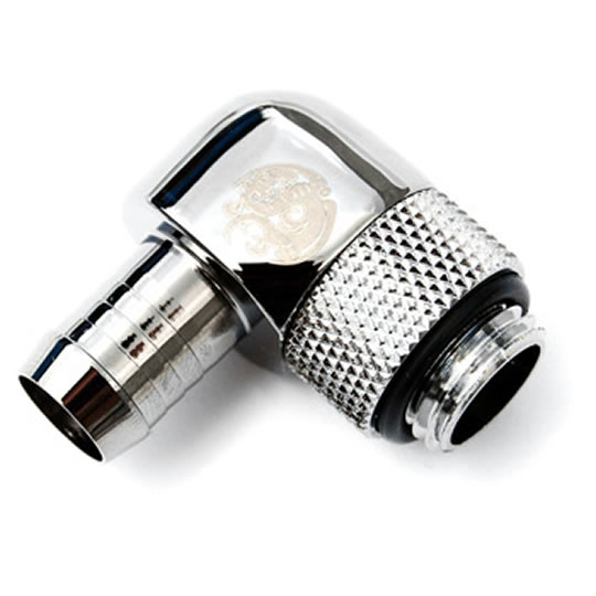 Bitspower BP-LRII G1/4" Silver Shining Rotary Angle 3/8" Fitting : image 1