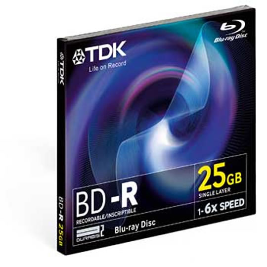 TDK T78056 Jewel Case 25GB BD-R 6x, Blu-ray Single Sided, Branded Disc : image 1