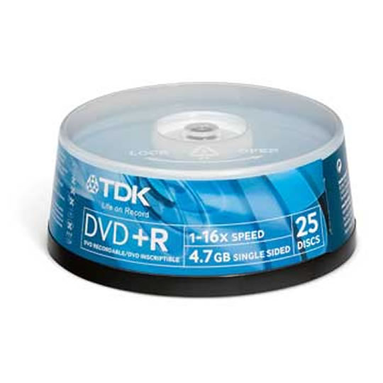 TDK DVD+R 4.7GB Storage Media DVD+R47CBED25 : image 1