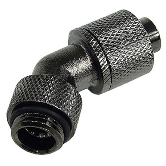 Phobya 62251 13/10mm (10x1,5mm) compression fitting 45° revolvable G1/4 - black nickel : image 1