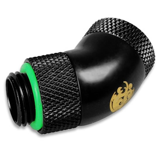 Bitspower BP-MB45R2D 1/4" BSPP 45 Degree Twin Rotary Fitting - Matte Black : image 1