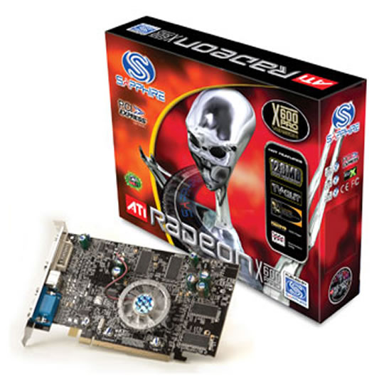 256Mb Sapphire PCI E Radeon X600 PRO VGA TVO DVI I
