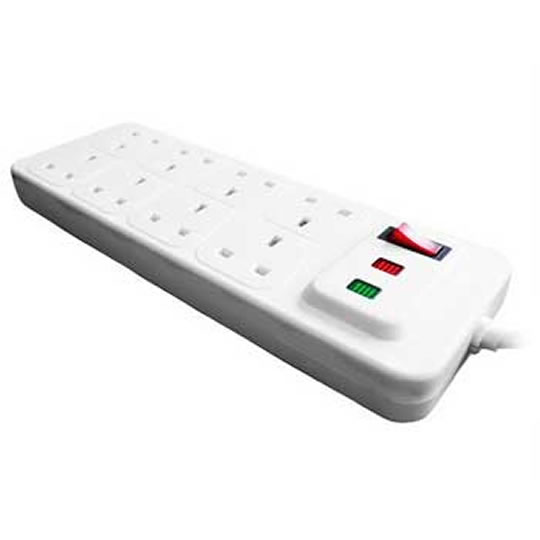 LMS Data Extension Block (PDU) 8 Way with Surge Protection, White, 1.8M Power Lead : image 1