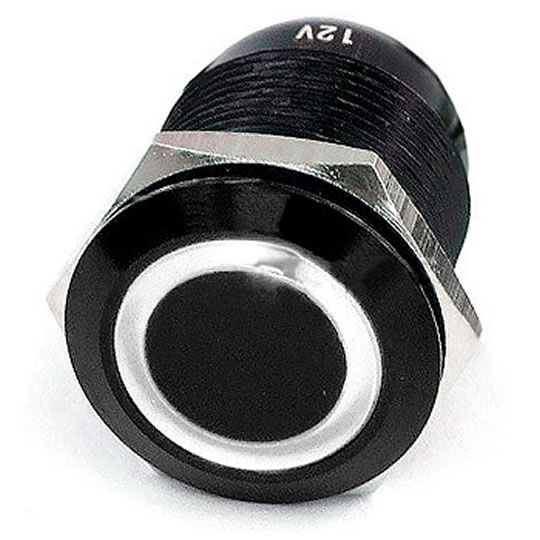 Phobya 71137 push-button 19mm black alu, White lighting : image 1