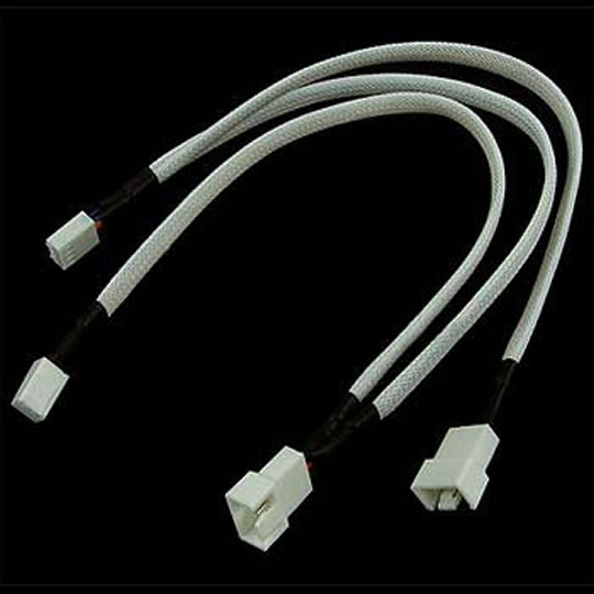 Phobya Y-Cable 4Pin to 2x 4Pin PWM & 1x 3Pin 30cm - UV white : image 1