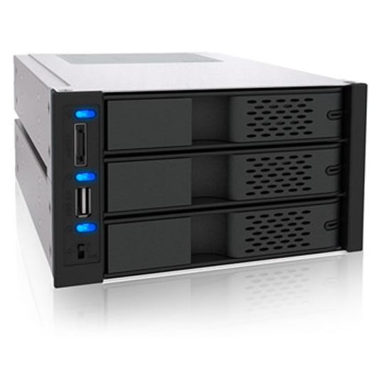 Icy Dock MB973SP-B Hard Drive Enclosure, fits 3x 3.5" SATA HDD, 80mm fan, SATA III Compatable : image 1