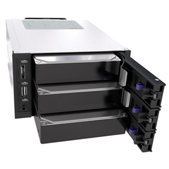 Icy Dock MB973SP-B Hard Drive Enclosure, fits 3x 3.5" SATA HDD, 80mm fan, SATA III Compatable : image 2