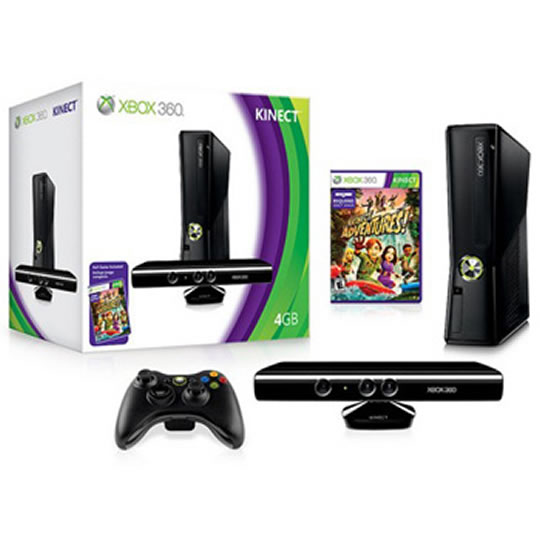 Xbox 360 Console 4Gb Bundle includes Kinect and Adventures LN36688