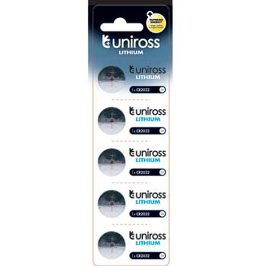 Motherboard Battery CR 2032 Coin Cell Uniross U0215299 Lithium Battery pack of 5 U0223232 : image 1
