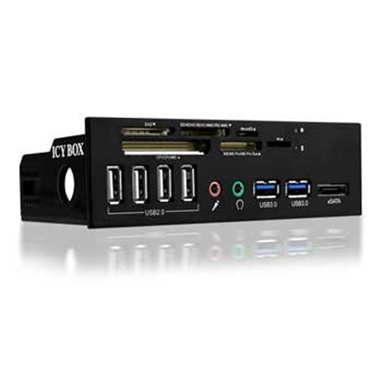 Icy Box IB-863-B 5.25" 6x Slot Card Reader with Audio/Mic, 4x USB 2.0, 1x eSATA, 2x USB 3.0 : image 2