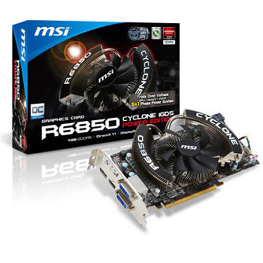 MSI HD6850 Cyclone Power Edition OC Graphics Card - 1GB : image 1