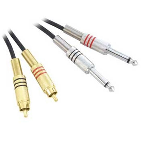 1m Adam Hall Twin Channel Audio Cable 2x 6.35mm Male Mono Jack to 2x Male RCA Phono : image 1