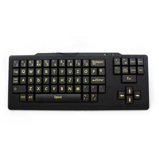 Keyneeds Early Learning (Upper Case)  Black Keyboard, Yellow Text, Black : image 1