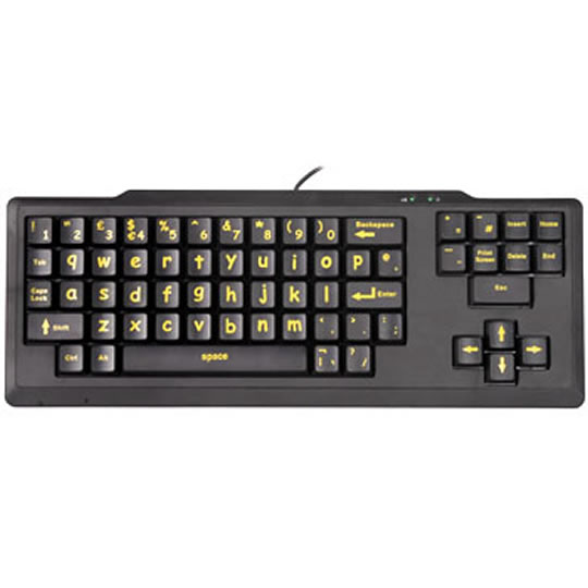 Keyneeds Early Learning (Lower Case)  Black Keyboard, Yellow Text, Black : image 1