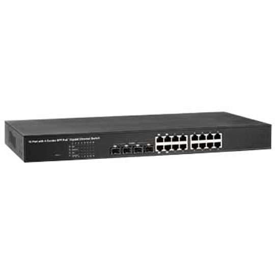 16 Port POE Switch 19" Rackmountable with 4 Combo SFP Gigabit Ports : image 1