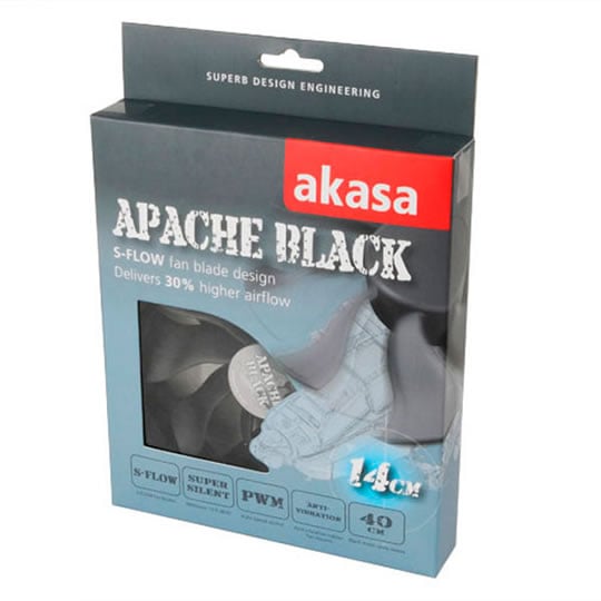14cm Black Case Fan Akasa Black APACHE AK-FN062 : image 4